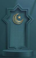 Islamic 3d podium round stage on color background vector