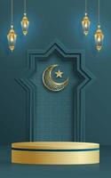 Islamic 3d podium round stage on color background vector