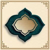 Chinese frame with oriental Asian elements on color background, vector