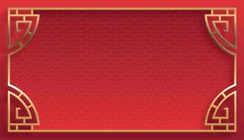 Chinese frame with oriental Asian elements on color background vector