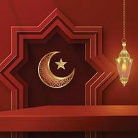 Islamic 3d podium round stage on color background vector