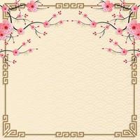 Chinese frame with oriental Asian elements on color background, vector