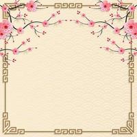 Chinese frame with oriental Asian elements on color background, vector