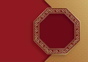 Chinese frame with oriental Asian elements on color background vector