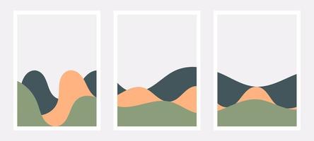 Abstract wave mountain for home decor. Abstract art print. Mountain and wave art print. Wave mountain home decor. vector