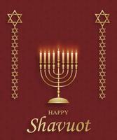 tarjeta feliz shavuot con símbolos judíos agradables y creativos vector