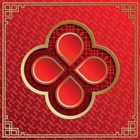 Chinese frame with oriental Asian elements on color background, vector