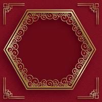 Chinese frame with oriental Asian elements on color background vector