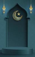 Islamic 3d podium round stage on color background vector