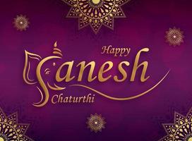 feliz festival de ganesh chaturthi con la ilustración del señor dorado ganesha vector