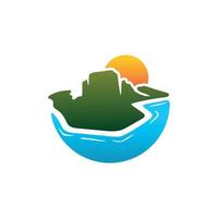 logotipo de la isla mauricio con hermosa playa vector