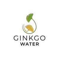water shaped 2 ginkgo leaf logo