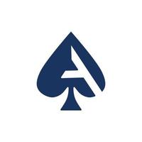 letter A logo with spade card combination vector