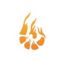 Shrimp logo circular shape of fire vector