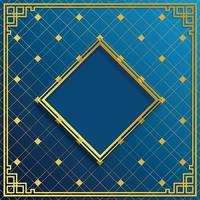 Chinese frame with oriental Asian elements on color background, vector