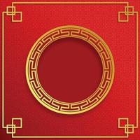 Chinese frame with oriental Asian elements on color background, vector