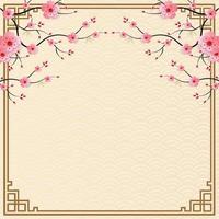 Chinese frame with oriental Asian elements on color background, vector