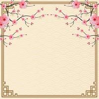 Chinese frame with oriental Asian elements on color background, vector