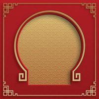 Chinese frame with oriental Asian elements on color background vector