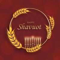 tarjeta feliz shavuot con símbolos judíos agradables y creativos vector