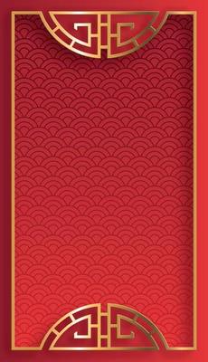 Chinese frame with oriental Asian elements on color background