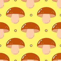 Funny cute happy mushroom seamless pattern characters. Vector kawaii line cartoon style illustration. Cute mushroom pattern