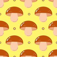 Funny cute happy mushroom seamless pattern characters. Vector kawaii line cartoon style illustration. Cute mushroom pattern