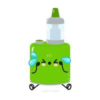 Cute sad vape character. Vector hand drawn cartoon kawaii character illustration icon. Isolated on white background. Sad vape character concept