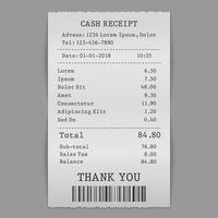 vector paper cash sell receipt