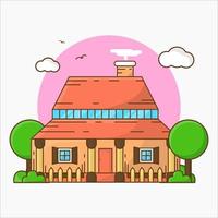 Traditional House Building Vector Icon Illustration.