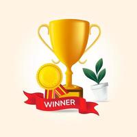 Winner prize with realistic design illustration 3d vector