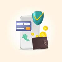 Save money when use credit card with realistic design illustration 3d vector