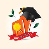 Graduation school with realistic design illustration 3d vector