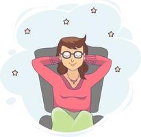 The girl sits in chair and dreams. Vector illustration