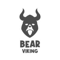 logotipo de ilustración de icono de cabeza de oso vikingo simple vector