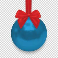 Christmas ball with ribbon and a bow, isolated on transparent background. vector