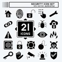 conjunto de iconos de seguridad. adecuado para el símbolo de la educación. estilo de glifo. diseño simple editable. vector de plantilla de diseño. ilustración sencilla