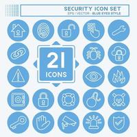 Icon Set Security. suitable for education symbol. blue eyes style. simple design editable. design template vector. simple illustration vector