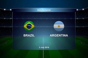 Brazil vs Argentina football scoreboard vector