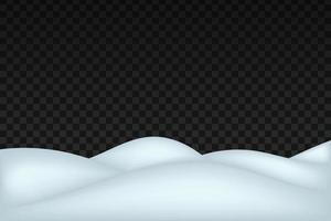 Snow landscape isolated on dark transparent background. vector
