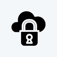 icono de nube privada. adecuado para el símbolo de seguridad. estilo de glifo. diseño simple editable. vector de plantilla de diseño. ilustración sencilla