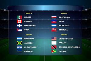 North America soccer cup groups vector