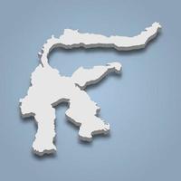 3d isometric map of Sulawesi is an island in Indonesia vector