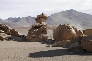 Rugged spectacular landscape in Salar de Uyuni, Bolivia photo