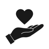 Heart in hand icon vector