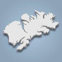 3d isometric map of Kodiak is an island in Alaska vector