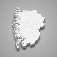 3d isometric map of Vestland is a county of Norway vector