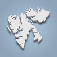 3d isometric map of Svalbard is an island in Norway, vector