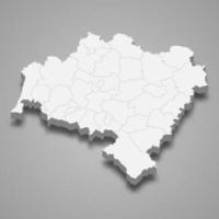 3d map of Lower Silesia voivodeship is a province of Poland, vector
