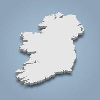 3d isometric map of Ireland is an island in Europe, vector